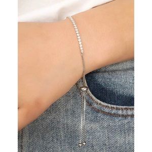 3/$33 Silver & Rhinestones Tennis Slide Bracelet